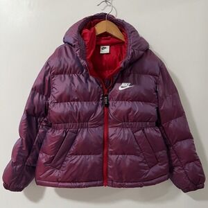 Nike Kids Iridescent Purple Puffer Jacket Hooded Full Zip Coat Girls Medium